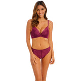 Lace Perfection underwired plunge bra - Red Plum