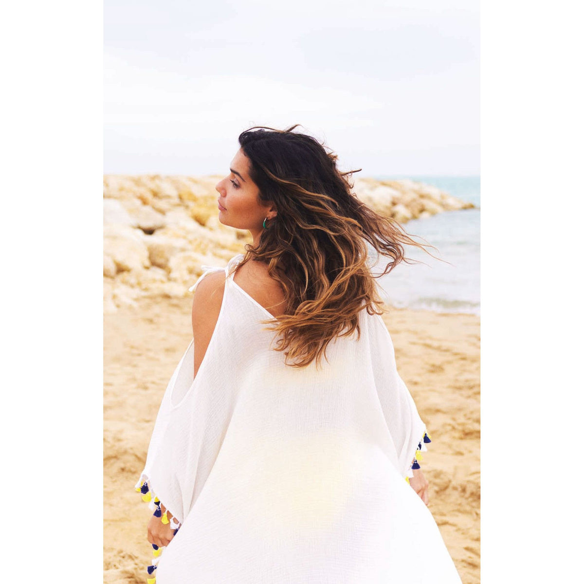 Amalfi Halle Short Kaftan - Black / White