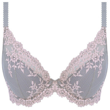 Wacoal Embrace Lace Plunge Underwired Bra - Smoke/Crystal Pink