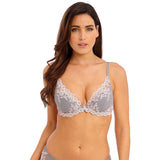 Wacoal Embrace Lace Plunge Underwired Bra - Smoke/Crystal Pink