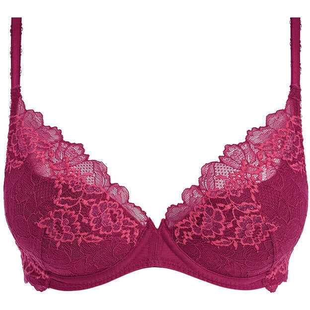 Lady In Red Bra Lace Perfection underwired plunge bra - Red Plum – The Lady's Slip